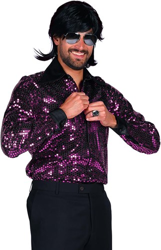 Paarse Disco Blouse Heren Pailletten Luxe