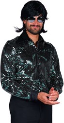 Turquoise Disco Blouse Heren Pailletten Luxe