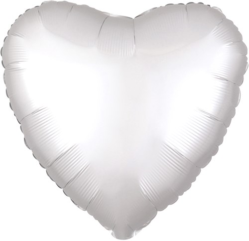 Folieballon Mat Metallic Hart Wit (43cm)