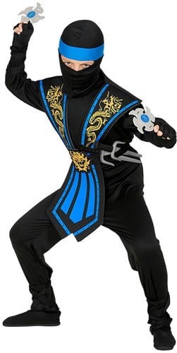 Blauw-Zwart Ninja Pak Kind met Wapens