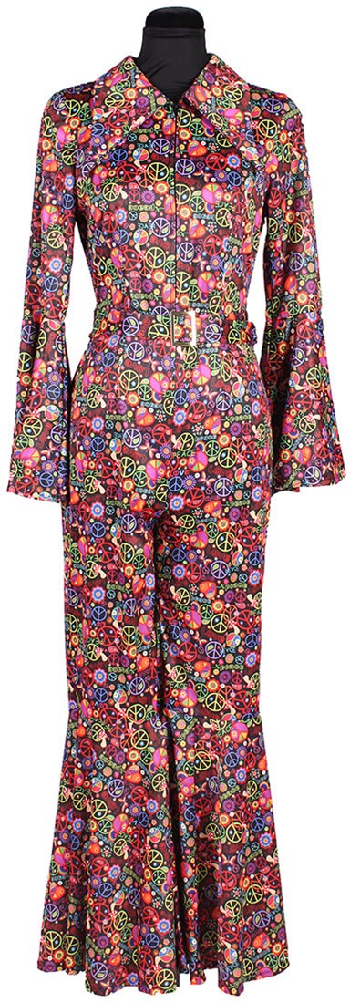 Widmann Hippie Flower Shirt – Aus Samt, Flower Power Design, Für Karneval & Mottopartys, Größe XL