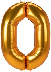 Folieballon Cijfer 0 Goud - 134cm