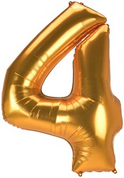 Folieballon Cijfer 4 Goud - 134cm