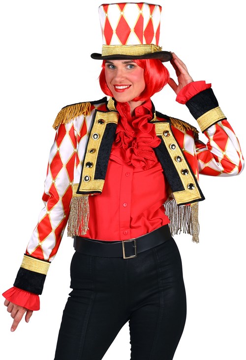Carnavalsjas Dames Diamonds Rood/Wit