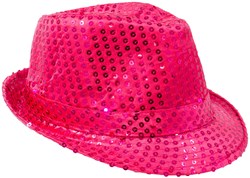Hoed Disco Pailletten + Licht Pink