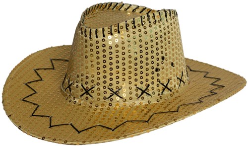 Cowboyhoed Pailletten Glitter Goud (product)