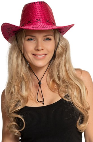 Cowboyhoed Pailletten Glitter Pink