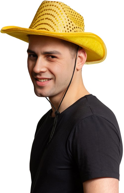 Gouden Cowboyhoed Pailletten met Licht (man)