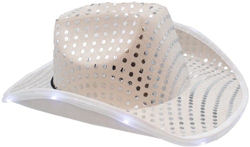 Zilveren Cowboyhoed Pailletten met Licht