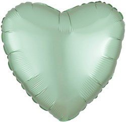 Folieballon Mat Metallic Hart Mint Groen (43cm)