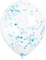 Ballonnen met Blauwe Confetti 6st. (30cm) 