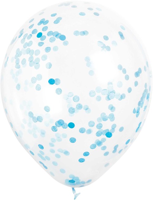 Ballonnen met Blauwe Confetti 6st. (30cm) 