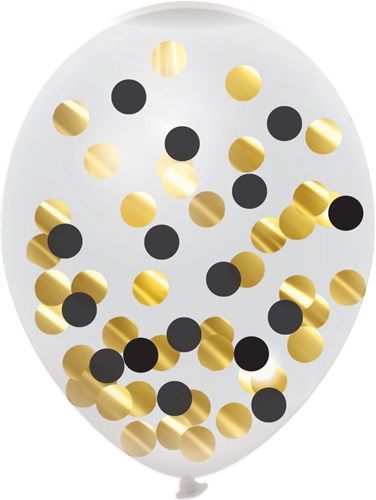 Festive Numbers - Confetti Ballonnen Zwart-Goud (5st.)
