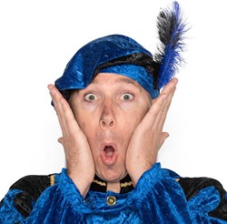 Pieten Baret Blauw met Veertjes (Velours)