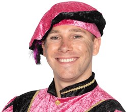 Pieten Baret Roze met Veertjes (Velours)