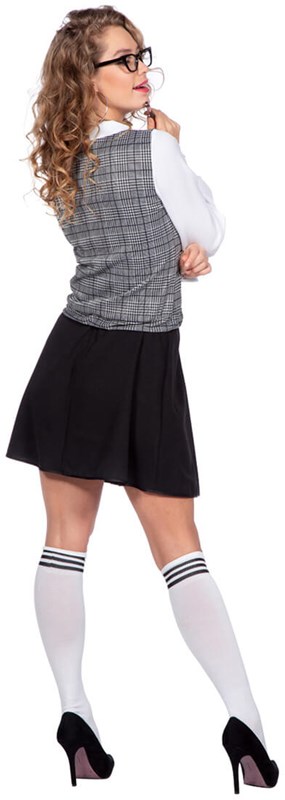 Schoolgirl Outfit Zwart-Grijs (achterkant)