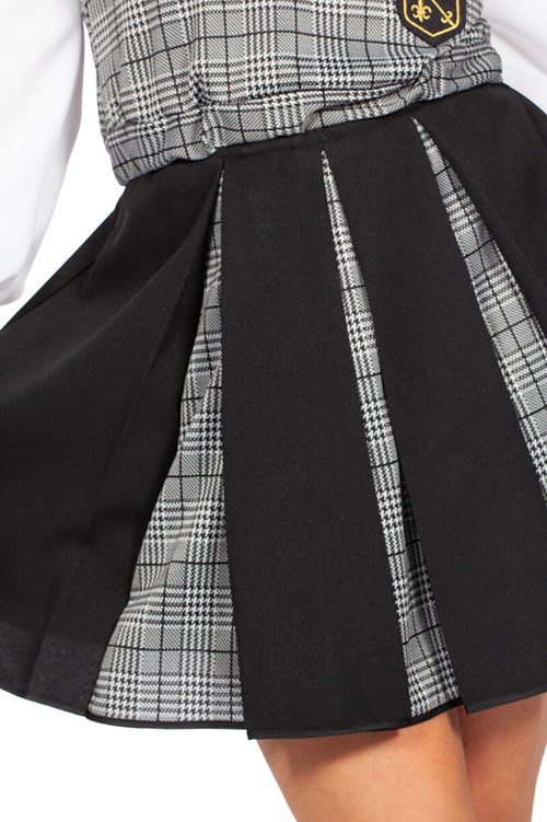 Schoolgirl Outfit Zwart-Grijs (detail rok)