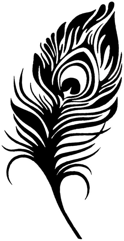 QuickTattoo Glitter Sjabloon Pauwveer - 8x12cm