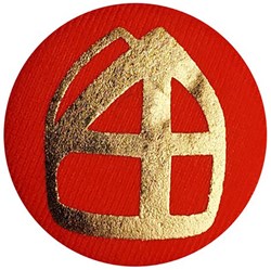 Sinterklaas Button met Mijter Rood