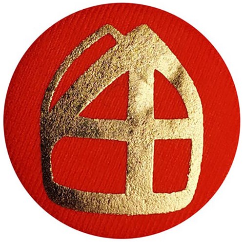 Sinterklaas Button met Mijter Rood