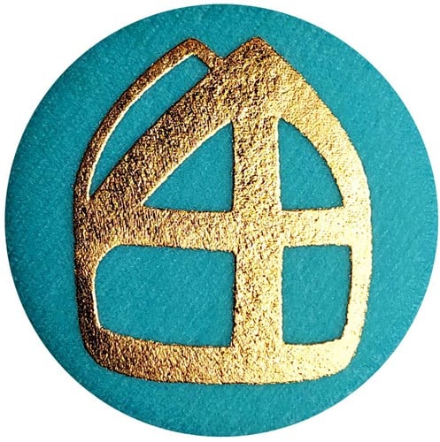 Sinterklaas Button met Mijter Turquoise