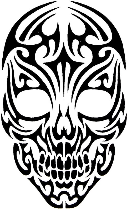 QuickTattoo Glitter Sjabloon Tribal Skull - 8x12cm