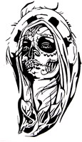 QuickTattoo Glitter Sjabloon Sugarskull - 8x12cm