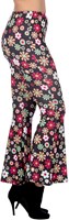 Dames Hippie Broek Zwart Flower Power (zijkant)