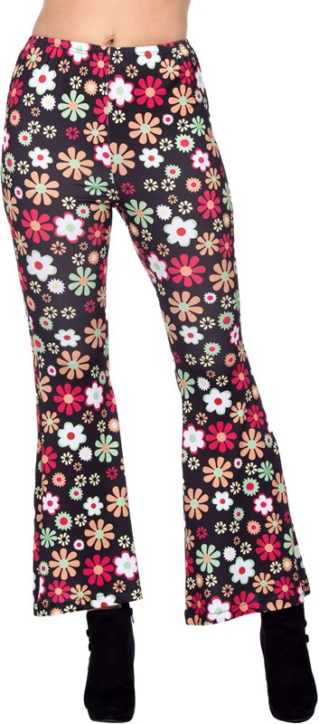 Dames Hippie Broek Zwart Flower Power
