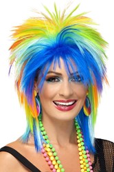 Pruik 80's Rainbow Punk