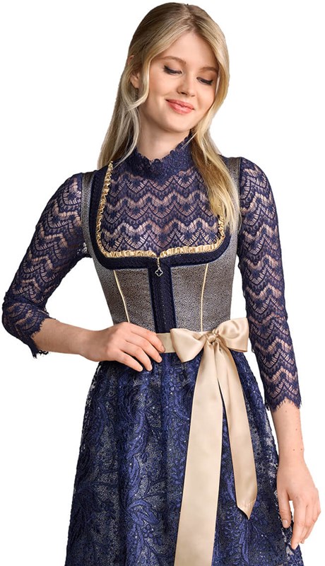 Dirndl Effi Luxe Donkerblauw-Goud (50cm) - 2dlg (1)