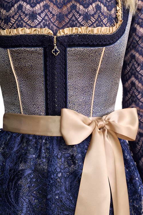 Dirndl Effi Luxe Donkerblauw-Goud (50cm) - 2dlg (detail 1)