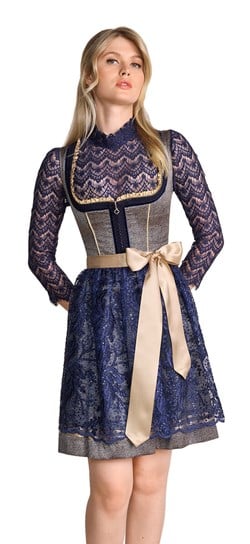 Dirndl Effi Luxe Donkerblauw-Goud (50cm) - 2dlg