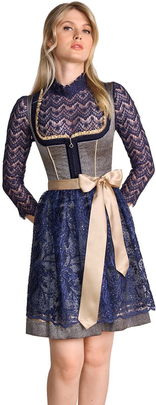Dirndl Effi Luxe Donkerblauw-Goud (50cm) - 2dlg