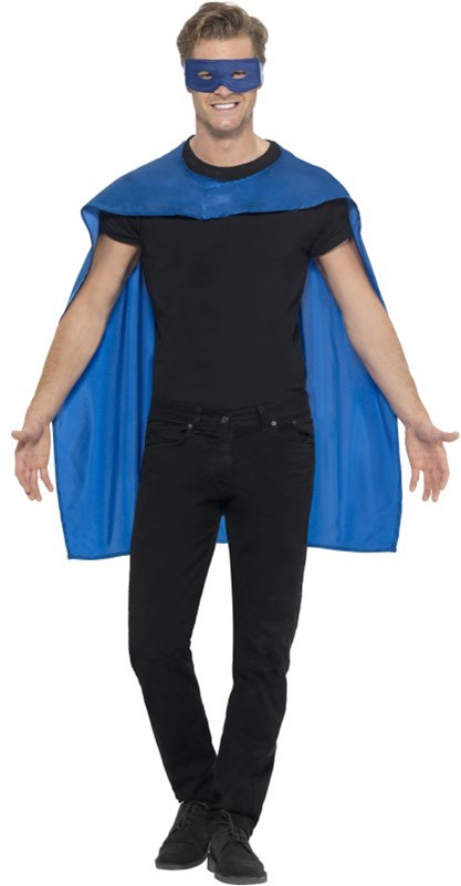 Superhelden Cape Blauw met Oogmasker