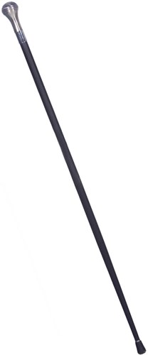 Wandelstok met Ronde Knop Zwart-Zilver