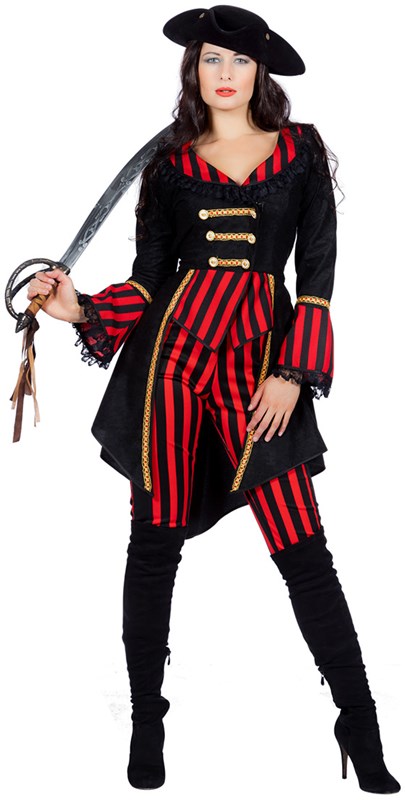 Kostuum Piraat Stripe Luxe voor dames
