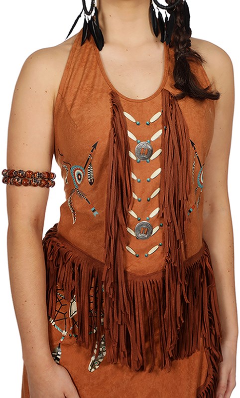 Dames Topje Indiaanse / Hippie Bruin