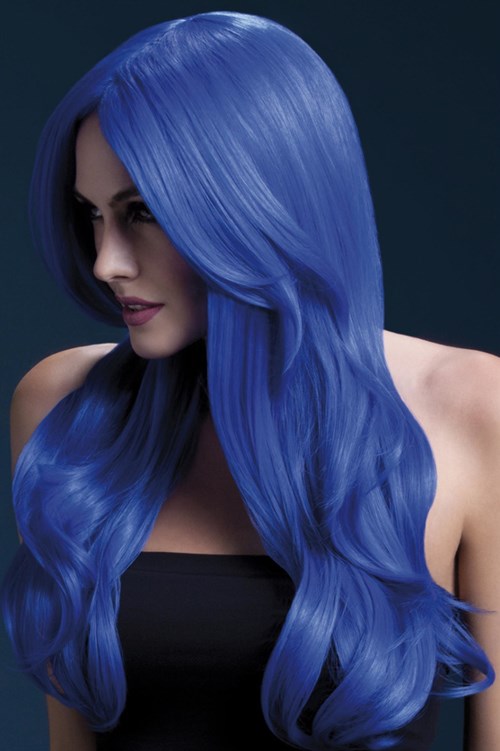 Fever Pruik Khloe Luxe Neon Blauw