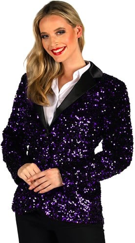 Glitter Blazer Dames Paars