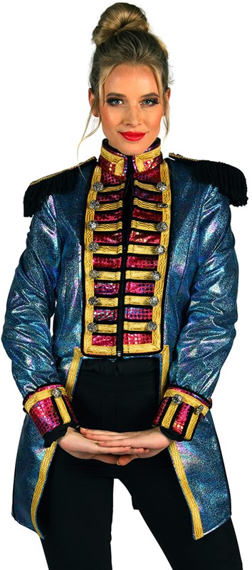 Carnavalsjas Dames Metallic Fiesta Turquoise (2)