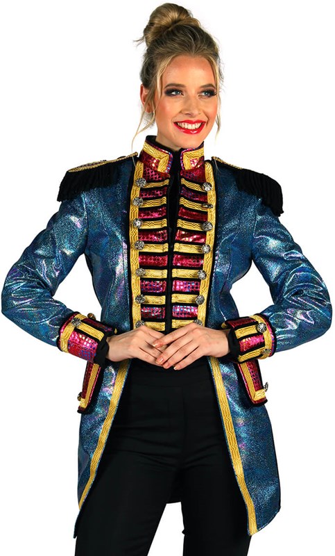 Carnavalsjas Dames Metallic Fiesta Turquoise (3)
