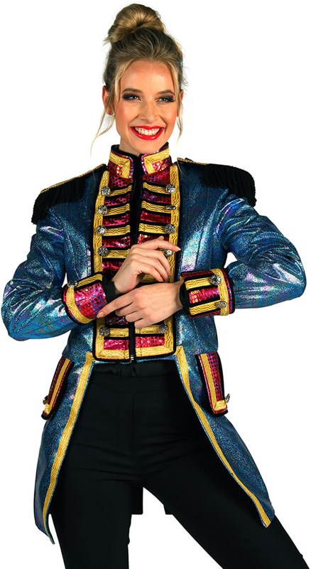 Carnavalsjas Dames Metallic Fiesta Turquoise (4)