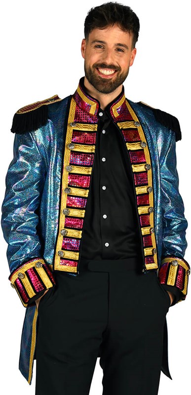 Carnavalsjas Heren Metallic Fiesta Turquoise (3)