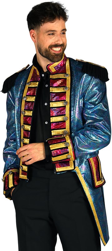 Carnavalsjas Heren Metallic Fiesta Turquoise (4)