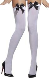 Overknee Kousen Wit met Zwarte Strik