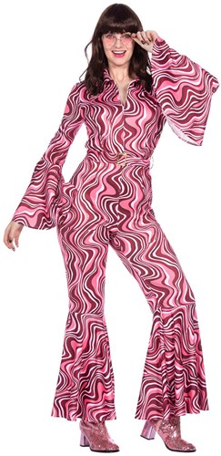 Disco Jumpsuit Seventies Pink Swirl