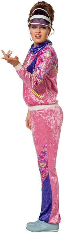 Eighties Trainingspak Pink voor dames (zijkant)