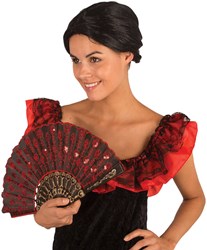 Spaanse Waaier+Pailletten Rood