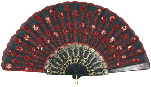 Spaanse Waaier+Pailletten Rood (product)